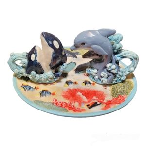 Popular Imports Mini Killer Whale Orca Dolphin Tea Set Ocean Dollhouse Miniature